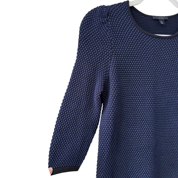 COS Raised Knit Sweater Dress Size XS Navy Blue Black - Picture 5 of 7